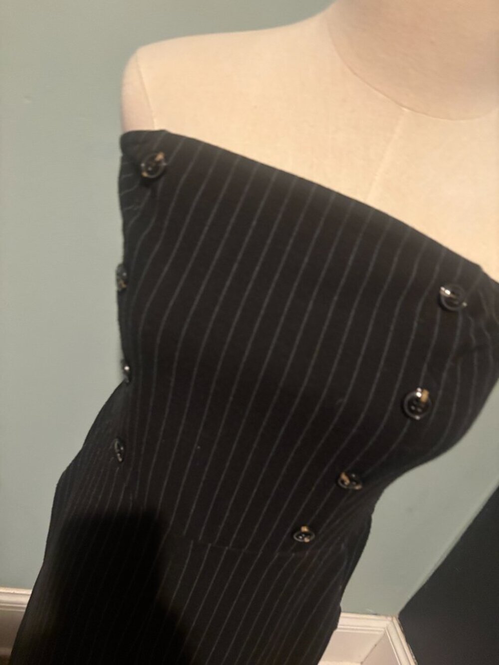 MAEVE STRAPLESS PINSTRIPE JUMPSUIT FROM ANTHROPOLOGIE - Picture 3 of 5